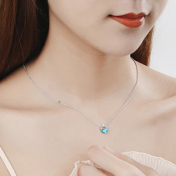 *925 Sterling Silver Diamond Waterdrop Necklace Z - Picture 4 of 4